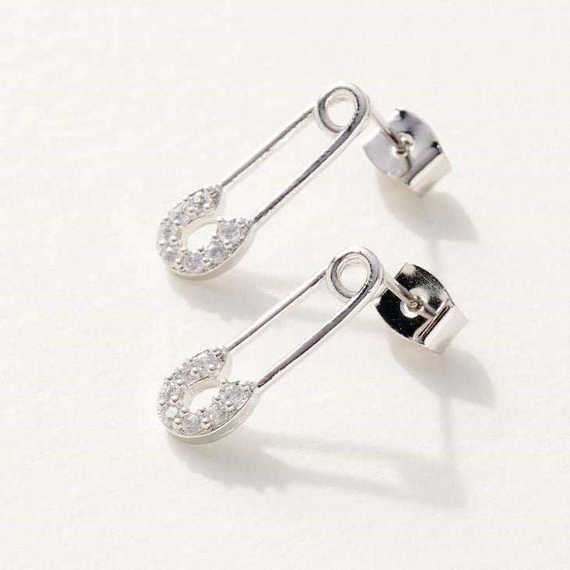 La Joul Imogen Silver Safety Pin Earrings