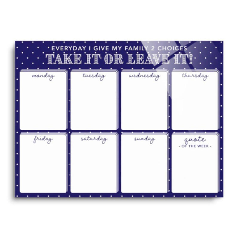 Navy Polka Dot Weekly Menu
