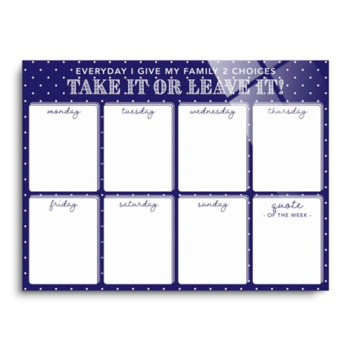 Navy Polka Dot Weekly Menu
