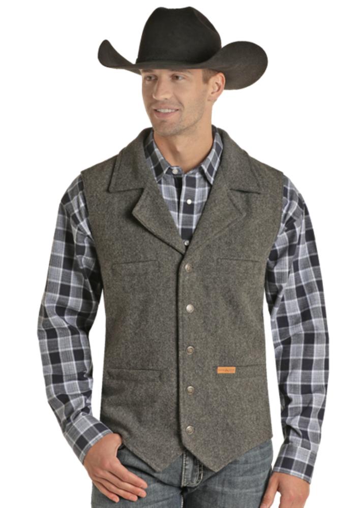 Powder River Men's Charcoal Solid Montana Vest