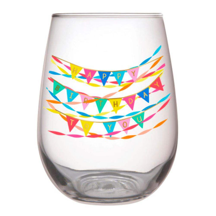 Slant Collections Happy Birthday Stemless Wine Glass