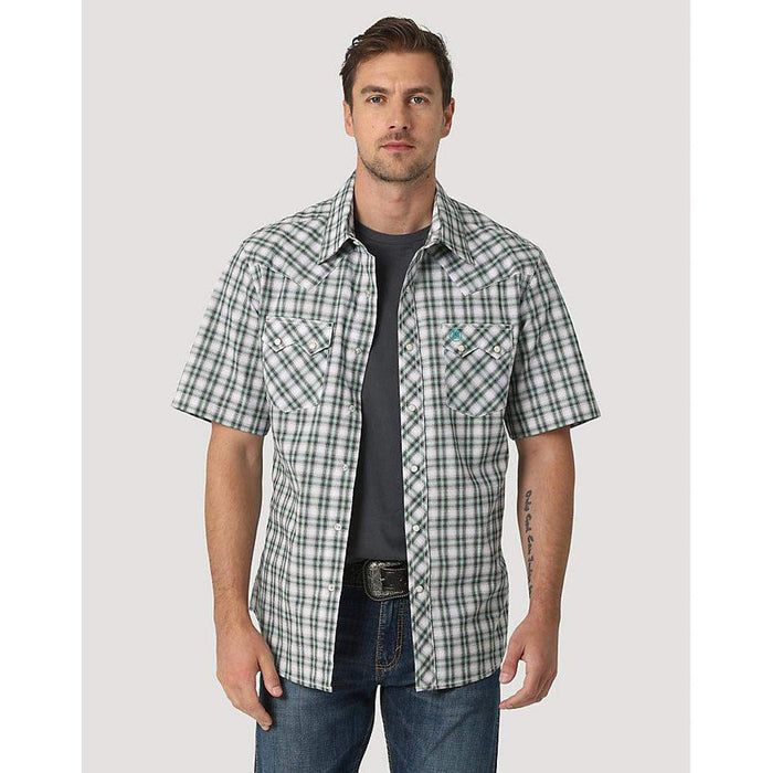 Wrangler Men's Retro Western Sawtooth Plaid Short Sleeve Shirt