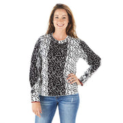 True Blue Ethyl Women's Black and White Animal Print Sweater