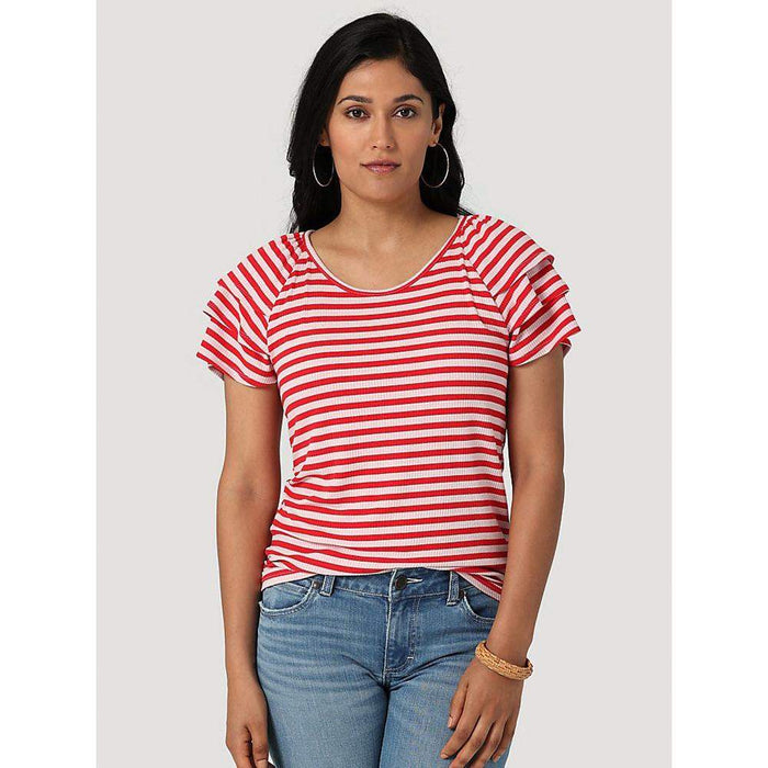 Wrangler Womens Short Sleeve Essential Knit Stripe Top