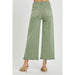 Risen Jeans Womens Olive Tummy Control Wide Leg Crop Jean