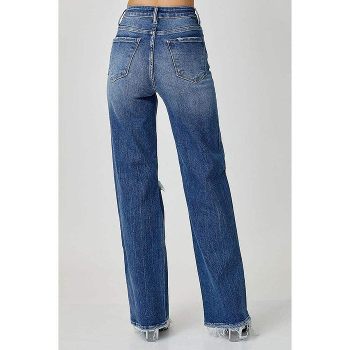Risen Jeans Womens High Rise Ripped Wide Leg Jean