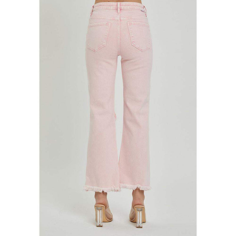 Womens High Rise Distressed Mauve Jeans