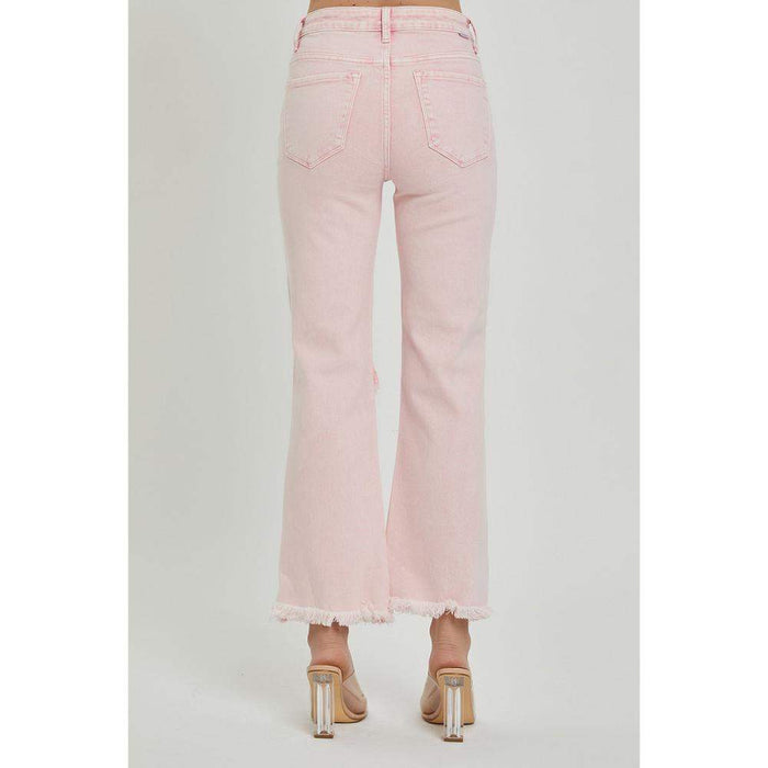 Womens High Rise Distressed Mauve Jeans