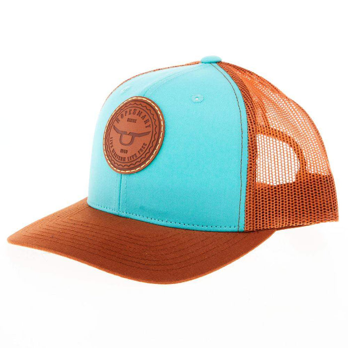 Ropesmart Ocean Blue Leather Patch Snapback Cap