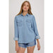 Risen Jeans Womens Light Denim Snap Shirt