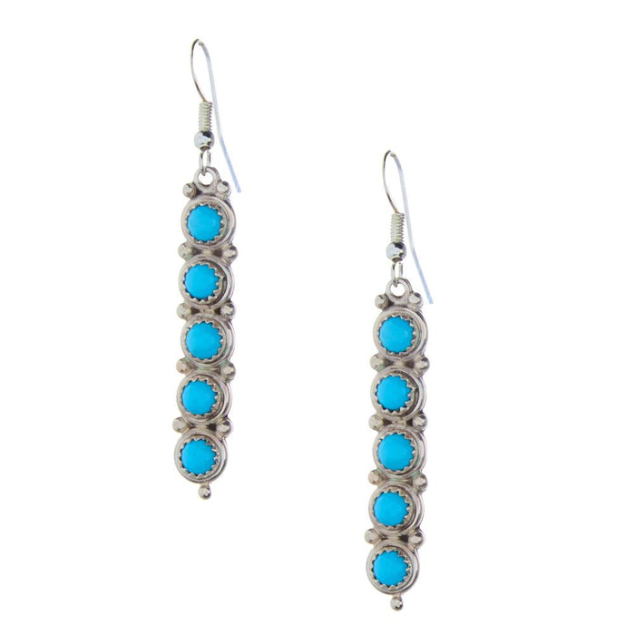 Sterling Turquoise Inlay Bar Dangle Earrings