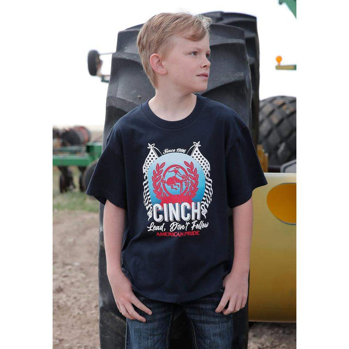 Cinch Boys Lead Dont Follow Navy SS Tee