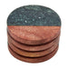 Mud Pie Green Marble and Wood Coaster