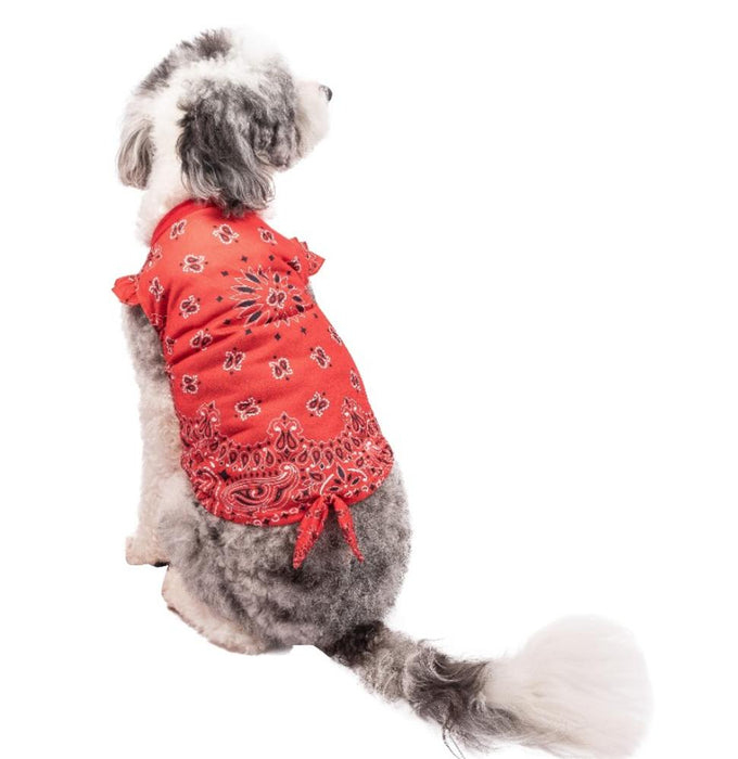 Red Paisley Bandana Dog Shirt