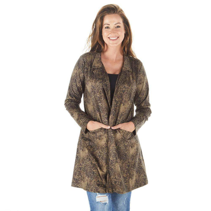 Ethyl Women's Olive Print Long Jacket