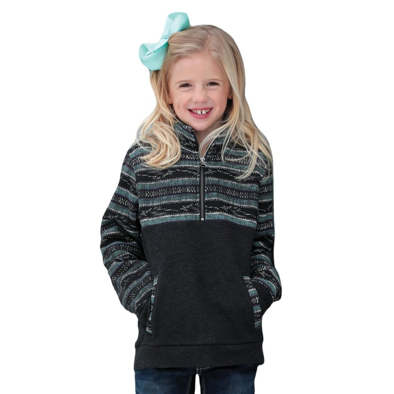 Girls Half Zip Black Fleece Pullover