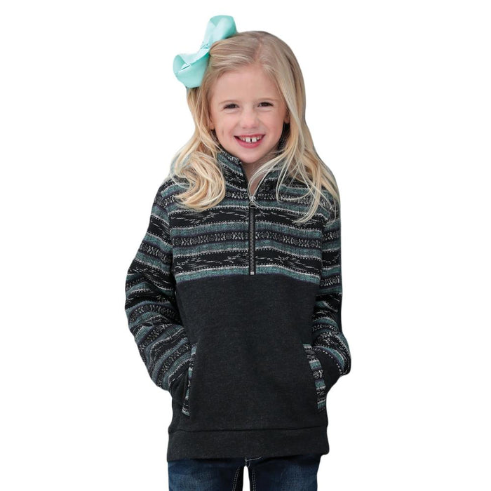 Girls Half Zip Black Fleece Pullover