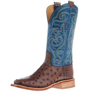 Mens Jetmore Tobacco FQ Ostrich 13 In Blue Vintage Goat Top Cowboy Boot