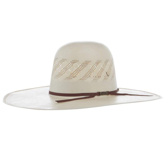 AHC Ivory and Tan 6300 Round Oval 5 Inch Brim Open Crown Straw Hat