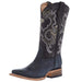 Kids Black Embroidery Square Toe Boot