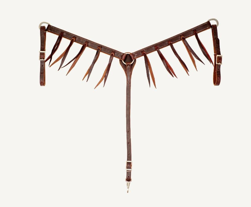 1 1/4 Inch Chocolate Harness Leather Breast Collar with Latigo Strings