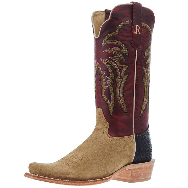 Men's Heavy Natural Rough Out 13in Volcanic Red Cowhide Top Cowboy Boot
