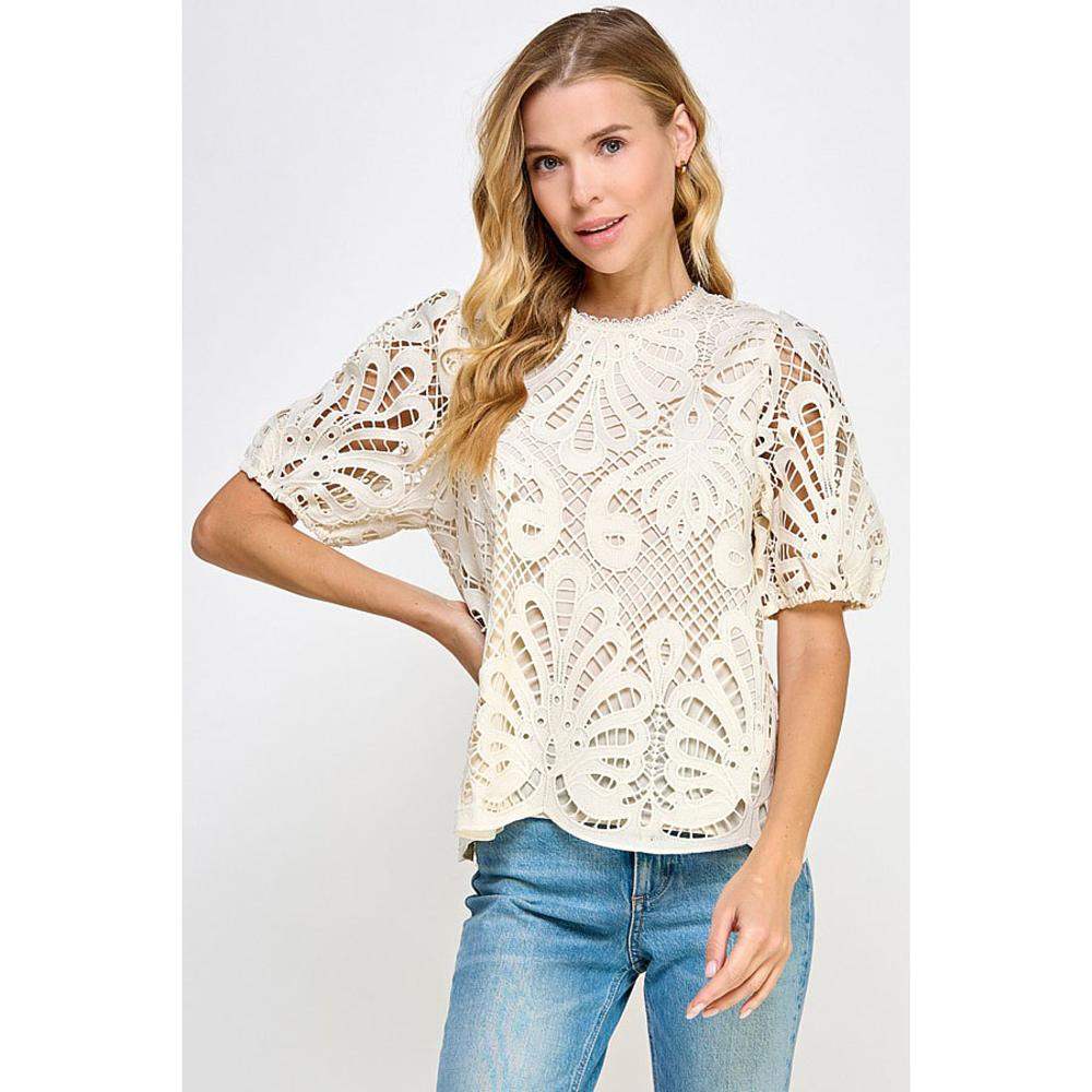 トップス andmary Helen lacey tops beige ANDMARY】Helen lacey tops