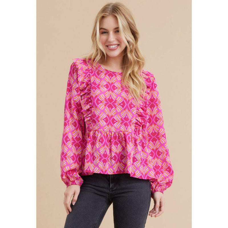 Jodifl Women's Fuchsia Print Blouse