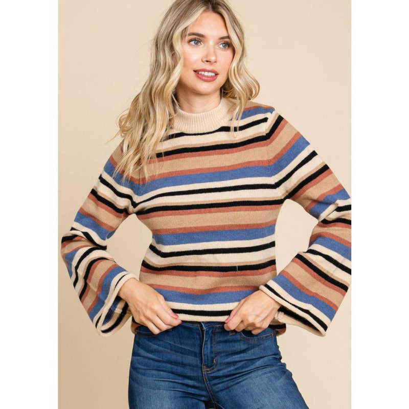 Jodifl Women's Cream Striped Sweater