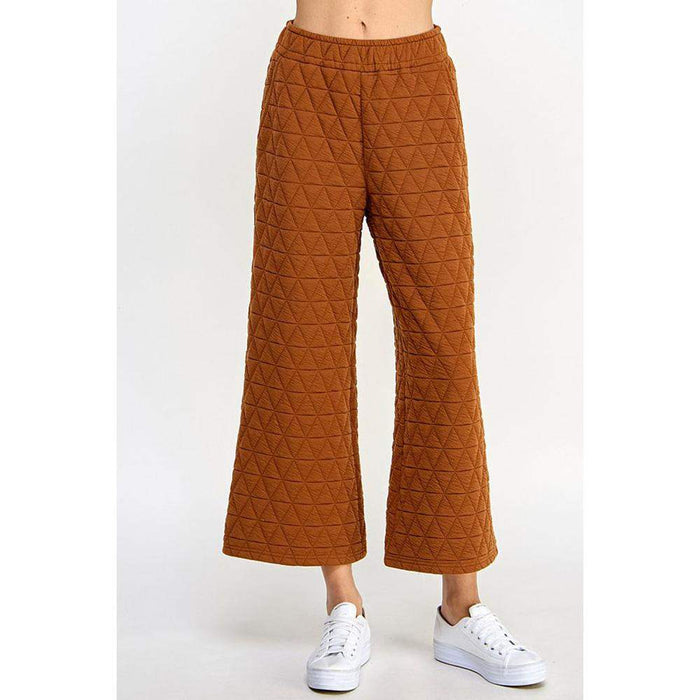 See And Be Seen Women's Rust Quilted Cropped Wide Leg Pants