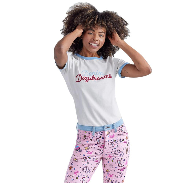 x Barbie Women's Denim Daydreams Worn White Tee