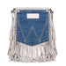 Wrangler White Leather Fringe Jean Denim Pocket Crossbody