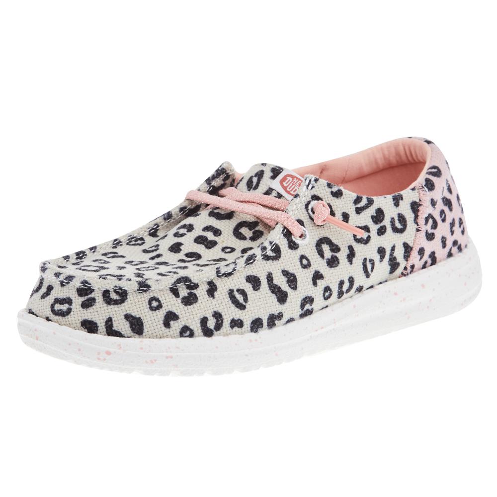 友 Hey Dude Youth Wendy Funk Leo Cream and Pink Casual Shoe