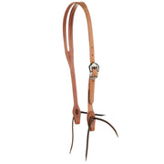 5/8 Inch Natural Roughout Leather Slot Ear Headstall with Floral Cart Buckle