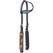 Tough 1 Turquoise Stone and Flowers Single Ear Headstall