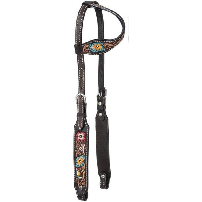 Tough 1 Blue and Pink Floral Single Ear Headstall