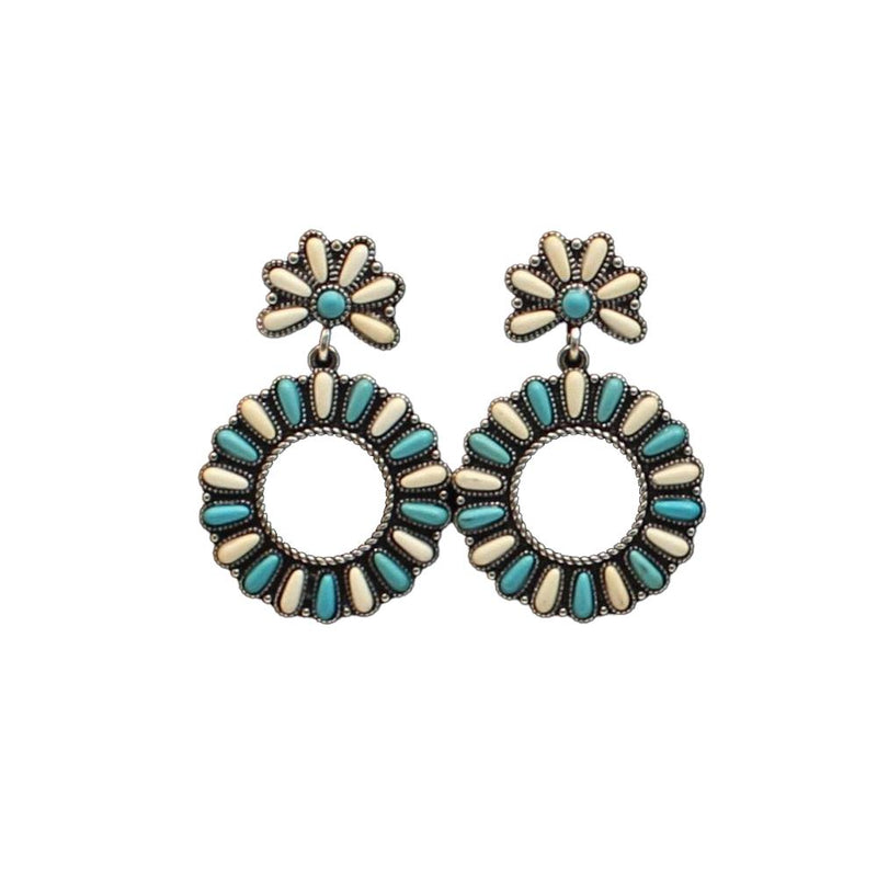 Turquoise and White Earrings