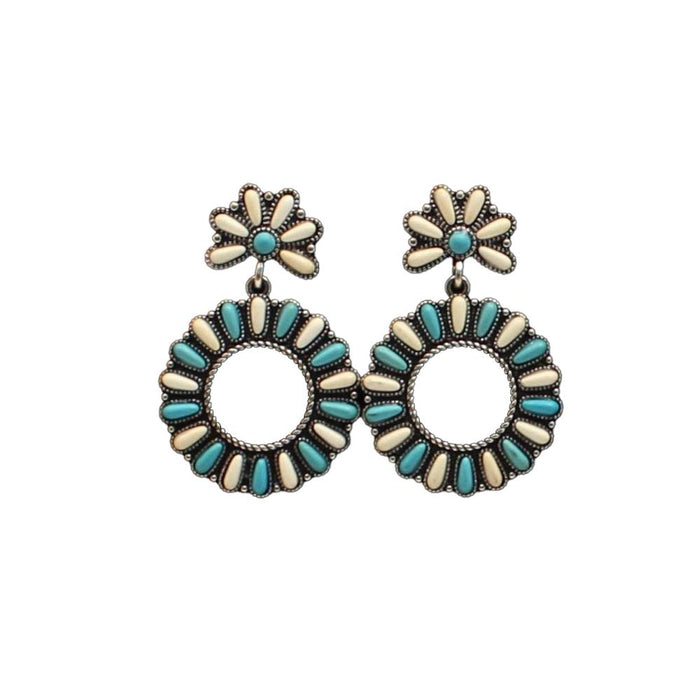 Turquoise and White Earrings