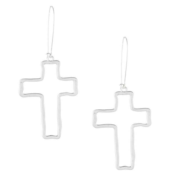 Silver Strike Cross Earrings