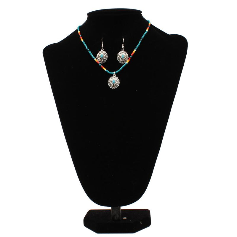 Silver Strike Floral Necklace and Earring Set