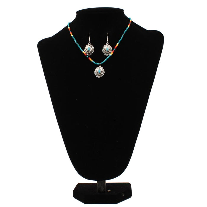 Silver Strike Floral Necklace and Earring Set