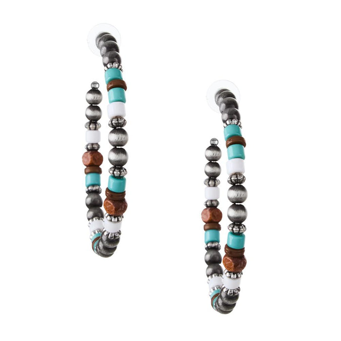 Silver Strike Beaded Hoop Earrings