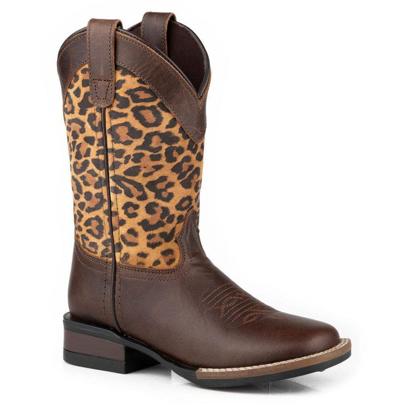 Roper Kids Monterey Leopard Sueded Print Top Boot