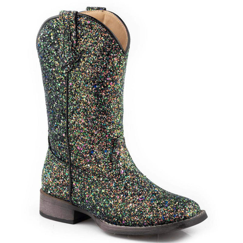 Kids Black Glitter Galore Western Boot