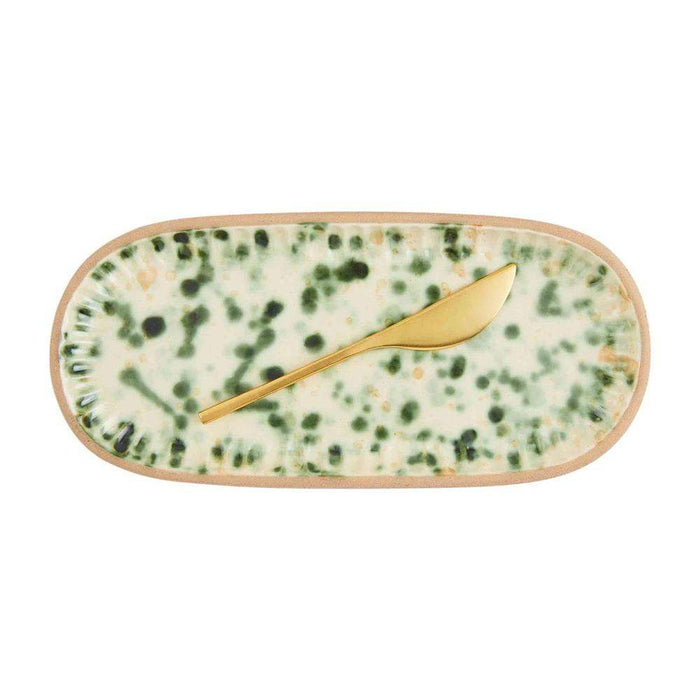Mud Pie Green Splatter Dish