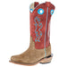 Childrens Camel Suede Cutter Toe with Cloudy Red Shaft and Leather Sole Boot