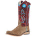 Youth Camel Suede Cutter Toe with Cloudy Red Shaft and Leather Outsole Boot