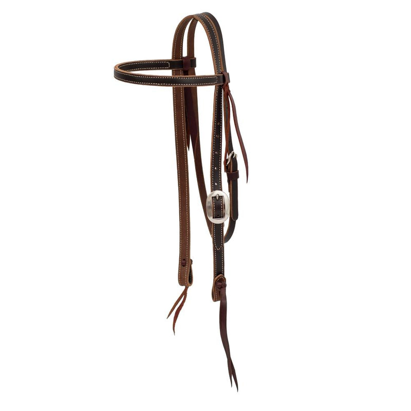 3/4 Inch Chocolate Harness Leather Browband Headstall