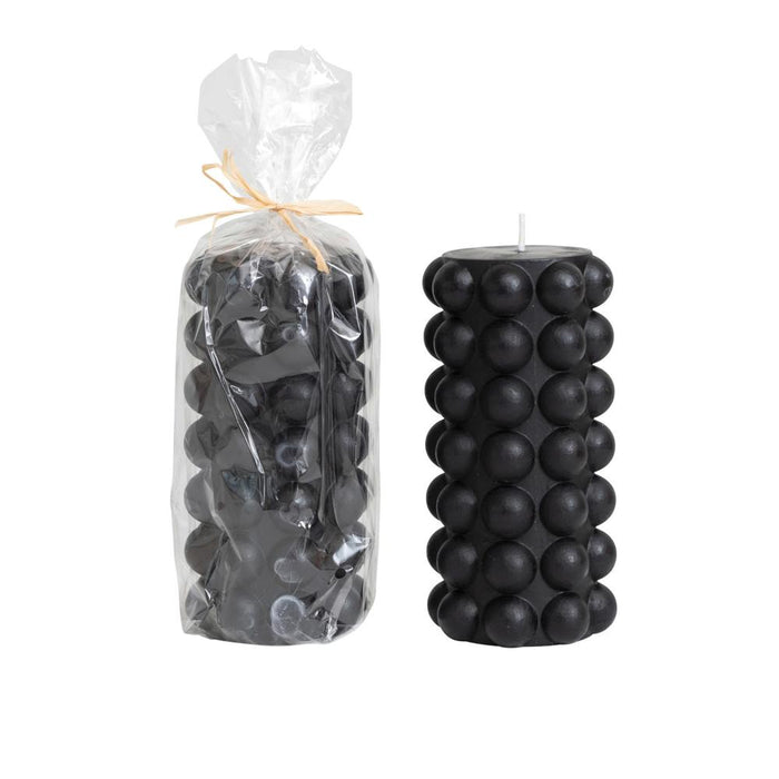 Unscented Black Hobnail Pillar Candle