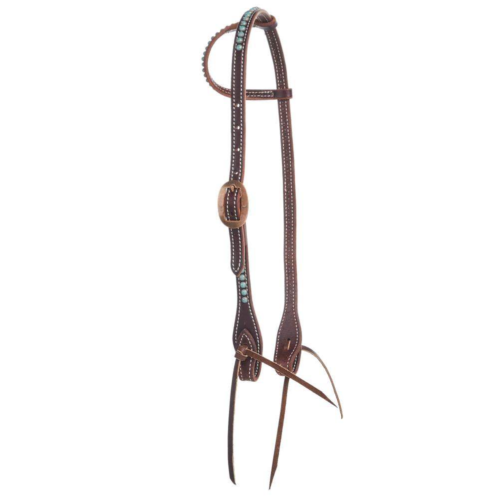 Cowperson Tack 5/8 Inch Copper Patina Spots Single Ear Headstall